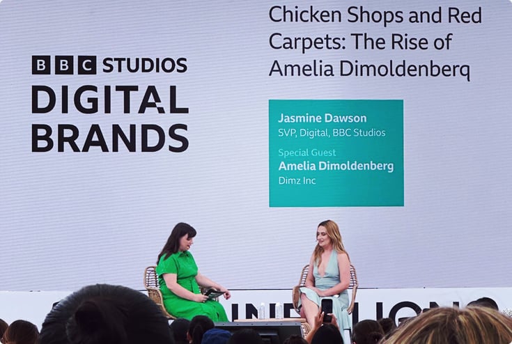 Amalia Dimoldenberg on stage in Cannes