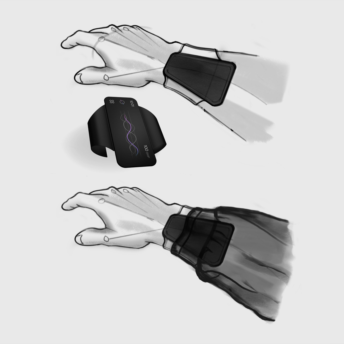 Sketches of the wearable device Sketches of the wearable device