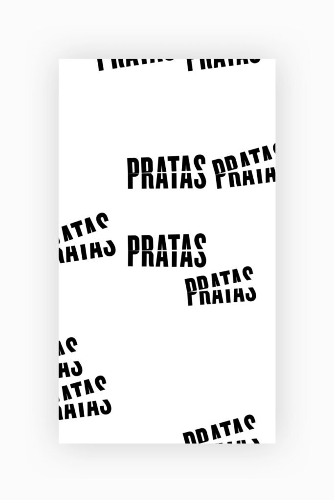Repeated black text 'PRATAS' at various angles on a white background.